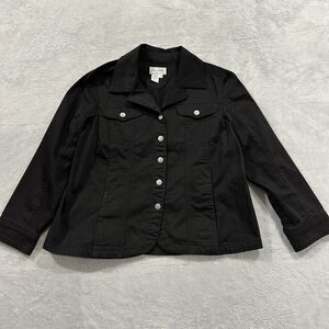 Live a Little Denim Button Jacket Women XL Black